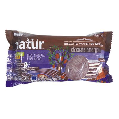 Biscoito Wafer de Arroz Chocolate Amargo 100g - Natür