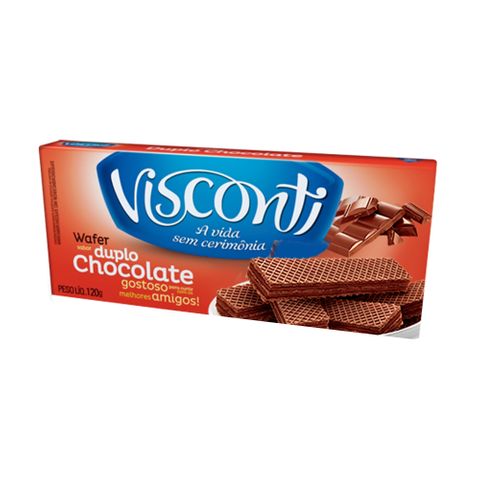 Biscoito Wafer Duplo Chocolate 120g - Visconti