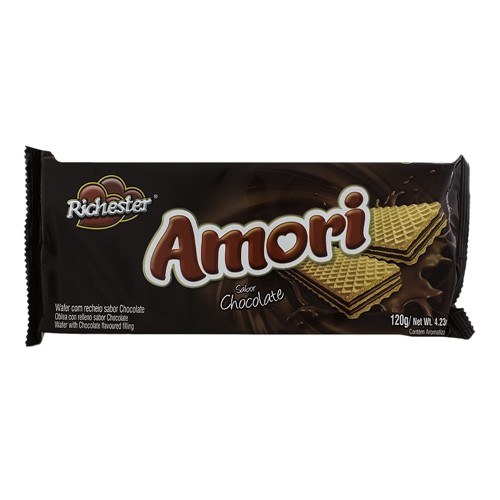 Biscoito Wafer Richester Amori Sabor Chocolate com 120g