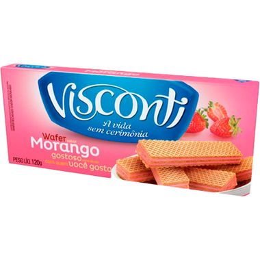 Biscoito Wafer Sabor Morango Visconti 120g