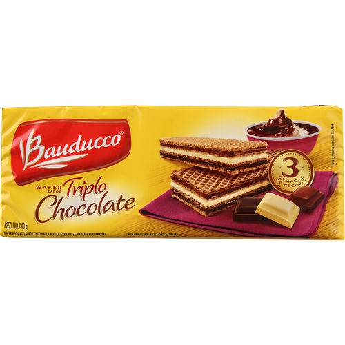 Biscoito Wafer Triplo Chocolate Bauducco - 140g