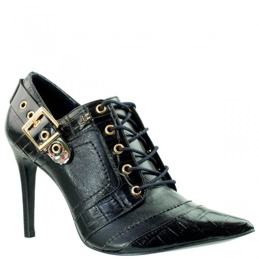 Bizz Store - Ankle Boot Feminina Jorge Bischoff Croco Verniz