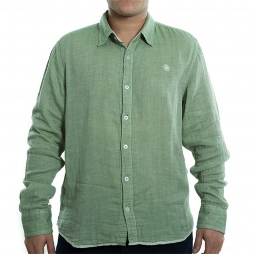 Bizz Store - Camisa Masculina Mandi Dublada Casual Verde Algodão