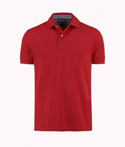 Bizz Store - Camisa Polo Masculina Tommy Hilfiger Branca/Vermelha
