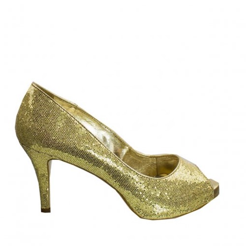Bizz Store - Sapato Peep Toe Feminino Século XXX Ouro