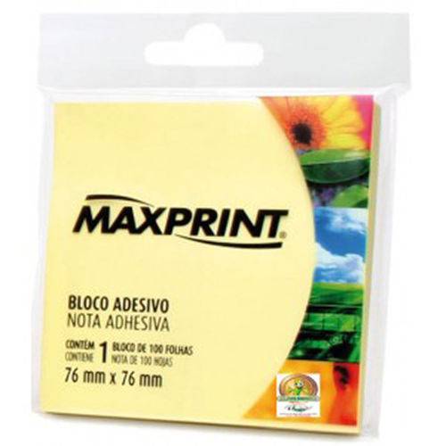 Bloco Adesivo 76x76mm 100 Folhas Amarelo Maxprint