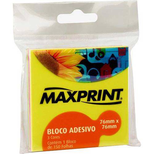 Bloco Adesivo 76x76mm 150 Folhas Neon Maxprint