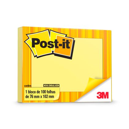 Bloco Adesivo Post-it® - 76mm X 102mm Amarelo - 100 Folhas