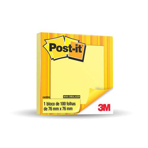 Bloco Adesivo Post-It Amarelo - 76MM X 76MM - com 100 Folhas - 3M