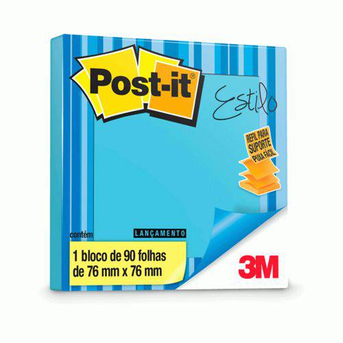 Bloco Adesivo Post-it 3m 654 76x76mm Azul