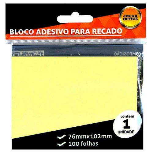 Bloco Adesivo Recado 76x102 Amarelo 100 Folhas - Jocar Office