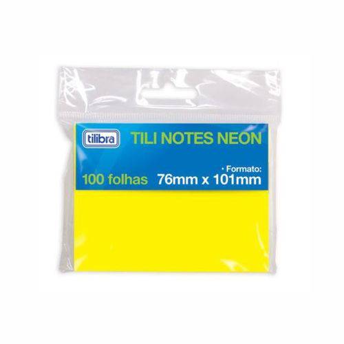 Bloco Adesivo Tili Notes 76x101mm 100 Folhas Amarelo Neon - Tilibra
