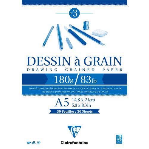 Bloco Artistico Clairefontaine Dessin à Grain - 180 G A5 030 Fls 96626