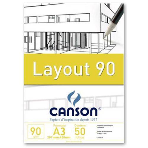 Bloco Canson A3 Branco 50 Folhas Layout 90