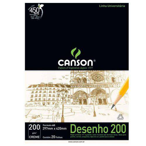 Bloco Canson Desenho 200 Creme 200g/M² A3 297 X 420 Mm com 20 Folhas – 66667041