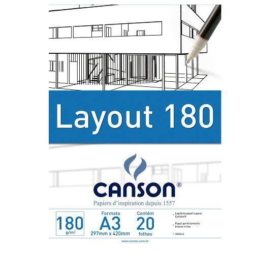 Bloco Canson Layout – 180g/M² A3 297 X 420 Mm com 20 Folhas – 66667028