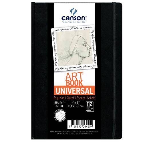 Bloco Canson para Esboço – Art Book Universal Preto com Elástico 96g/M² 10,2 X 15,2 Cm - 60006455