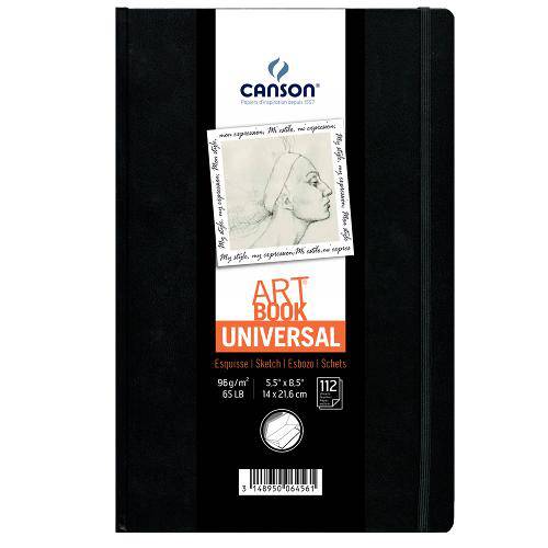 Bloco Canson para Esboço – Art Book Universal Preto com Elástico 96g/M² 14 X 21,6 Cm - 60006456