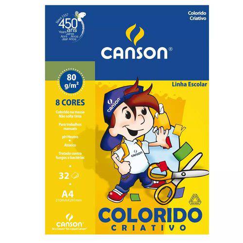 Bloco Colorido CANSON 8 CORES 32FLS A4 80GM2 (10 Unidades)