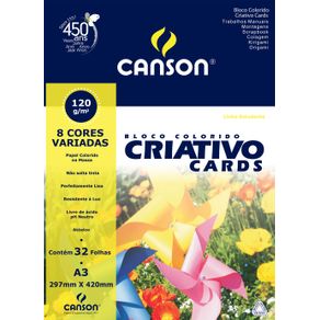 Bloco Colorido Criativo Card Estudante 120 G/m² A-3 29,7 X 42,0 Cm com 32 Folhas Canson