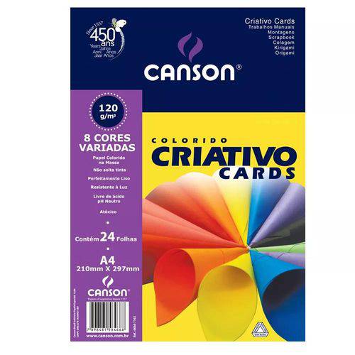 Bloco Criativo CANSON 8 Cores 24FLS A4 120GM2 (10 Unidades)