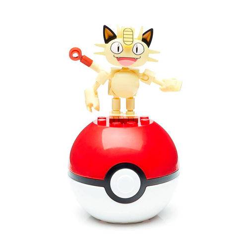 Bloco de Montar - Mega Construx - Pokémon - Pokebola - Meowth - Mattel