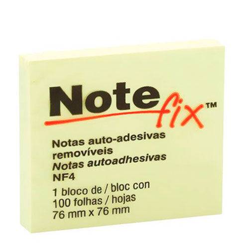 Bloco de Notas Auto-Adesivas Removíveis Note Fix NF4 3M 76x76mm 100 Folhas