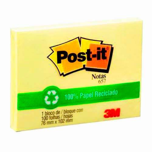 Bloco de Notas Reciclavel Post-It 3M 100 Folhas 76x102mm