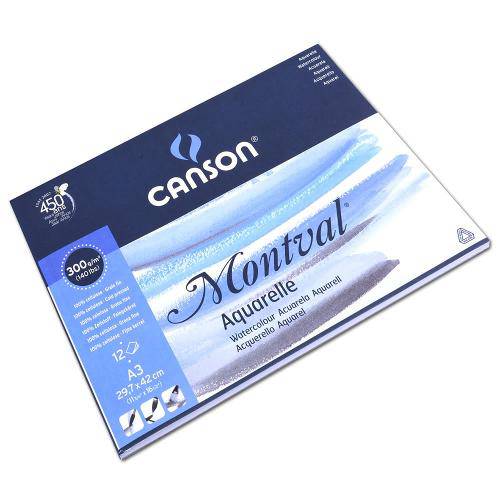 Bloco de Papel Aquarela Canson - Montval Textura Fina 300g/M² A3 29,7x42 Cm com 12 Folhas 60807320
