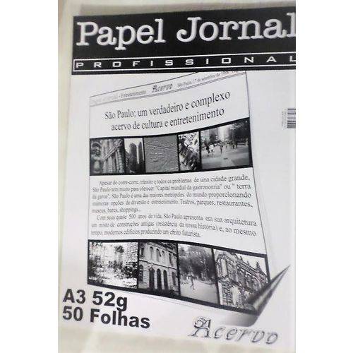 Bloco de Papel Jornal A3 52g com 50 Folhas - Acervo