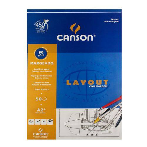 Bloco de Papel Lay-out A2 Margeado 90g/m2 - Canson