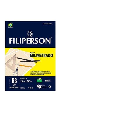 Bloco de Papel Milimetrado A4 63g/m² 50 Folhas Filiperson Filiperson