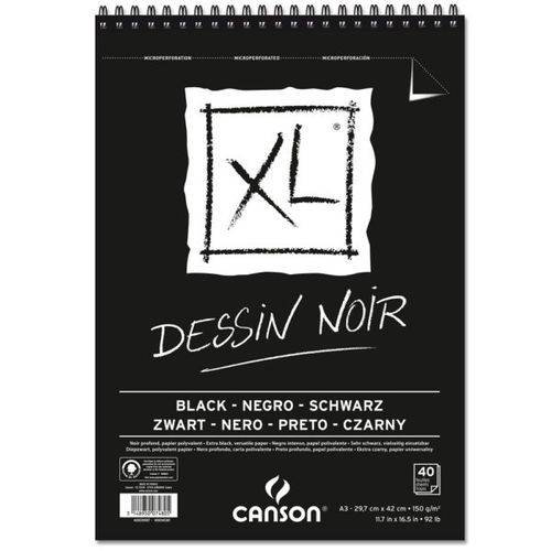 Bloco Desenho Canson Xl Dessin Noir A3 150gr 40fls