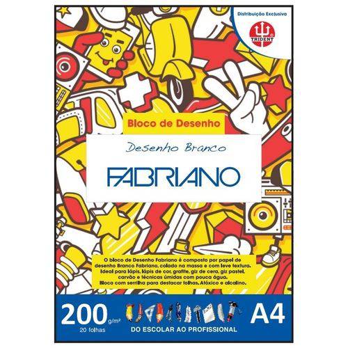 Bloco Desenho Trident & Fabriano 200 G A4 020 Fls Branco Pdb-a4200