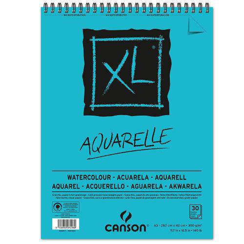 Bloco Espiralado Canson Xl® Aquarelle 300g/M² A3 29,7 X 42 Cm com 30 Folhas – 400039171