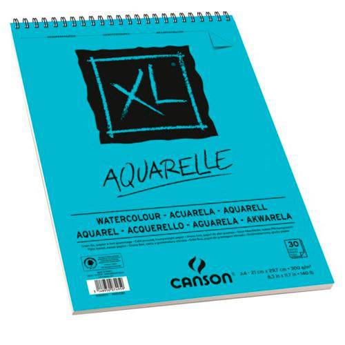 Bloco Espiralado Canson Xl® Aquarelle 300g/M² A4 21 X 29,7 Cm com 30 Folhas – 400039170