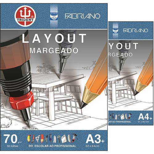 Bloco Layout Trident & Fabriano 070 G - Margeado A4+ 050 Fls Plm-a470