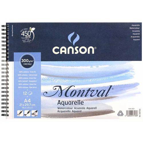 Bloco Montval Canson Aquarela 300 G TF - Espiral 024 X 032 Cm 012 Fls 60807161