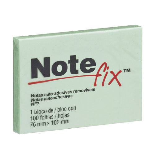 Bloco Notefix Nf7 76x102 Verde 100 Folhas 3m