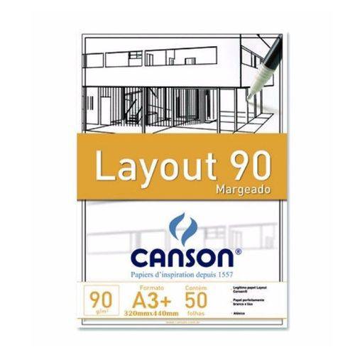 Bloco Papel Layout 90 Margeado A3+ 90g/m² - Canson