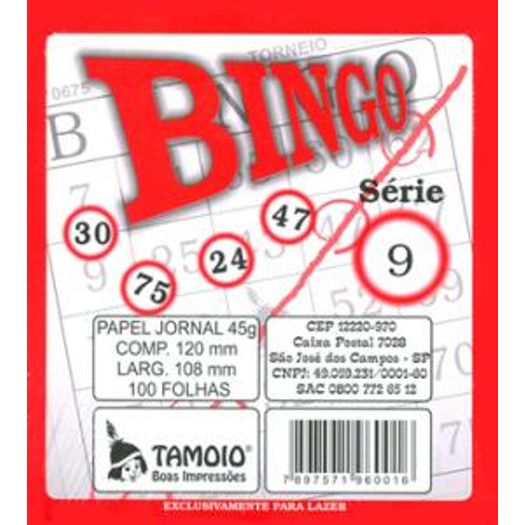 Bloco para Bingo 100fls Pacote com 02un 06001 Tamoio