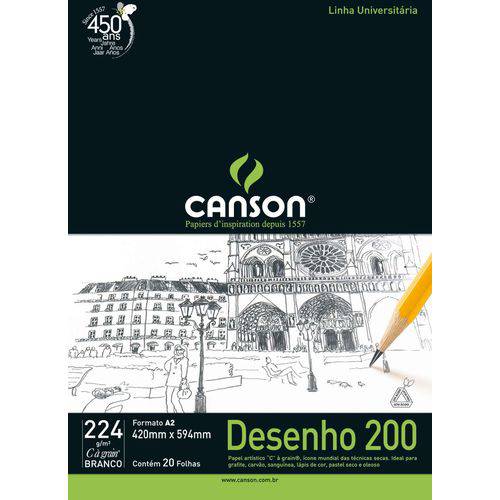 Bloco para Educacao Artistica Aquarela A2 200g. Branco 20fl. Fila Canson Pct.c/05