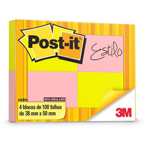 Bloco Post-it 3m 653 38x50 Neon Sortido 100 Folhas 3m