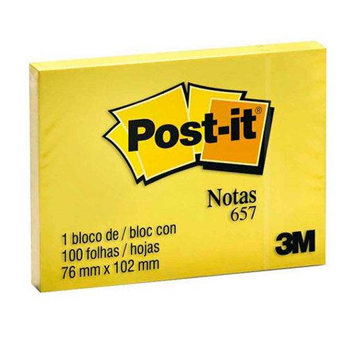 Bloco Post It 3M 657 Amarelo 76x102mm 100 Folhas