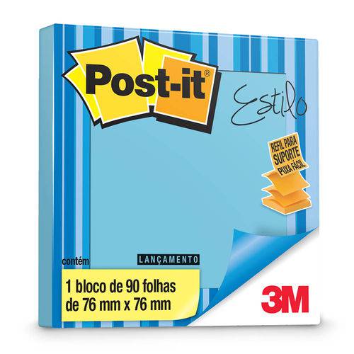 Bloco Post-it Refil Pop-up 76x76 Céu Azul 90 Folhas 3m
