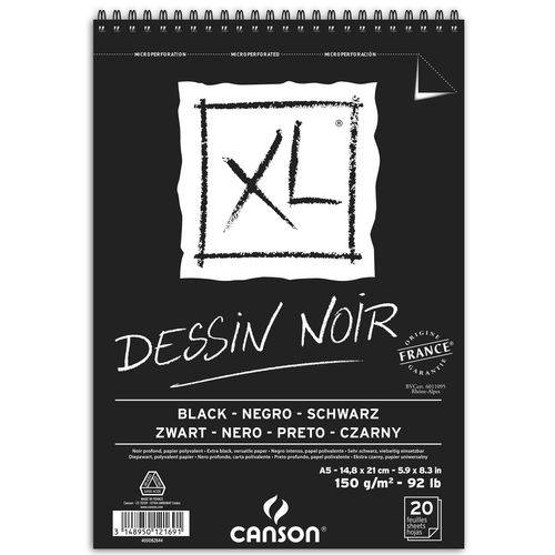 Bloco Xl Dessin Noir 150 G/m² A-5 14,8 X 21,0 Cm com 20 Folhas Canson
