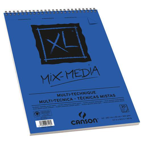 Bloco Xl Mix Media 300 G/m² A-3 29,7 X 42,0 Cm com 30 Folhas Canson