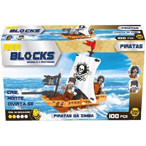 Blocos de Montar 100 Pecas Bee Blocks Piratas da Zimba 2560 - Beeme