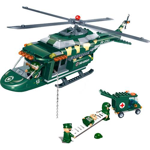 Blocos de Montar Banbao Força Tática Helicóptero Médico - 263 Peças