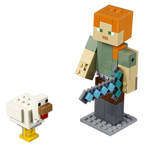 Blocos de Montar - Lego Minecraft - Minecraft BigFig Alex com Galinha